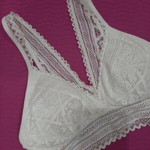 Boho crochet lace feminine bra top longline bralette